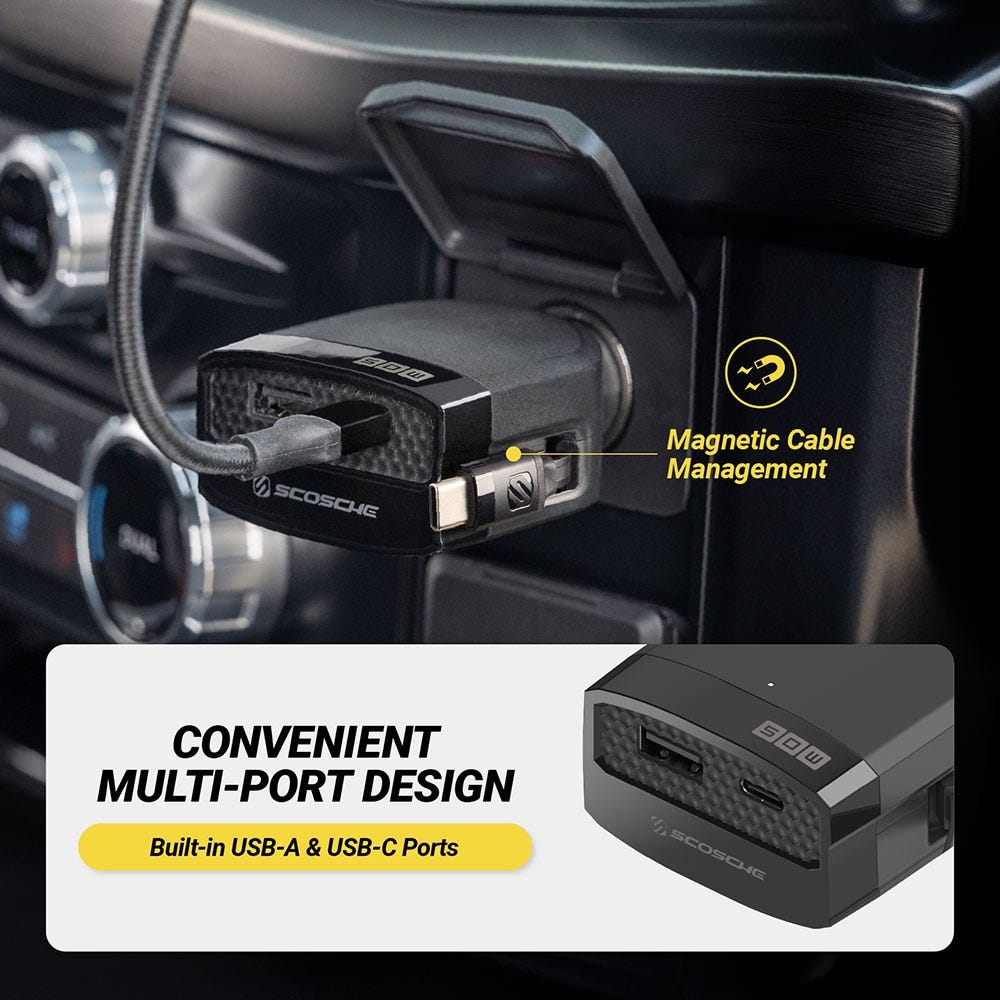 Convenient Multi-Port Design. Magnetic Cable Management. Built-in USB-A & USB-C Ports
