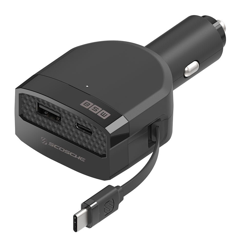 85W Multi-Device Car Charger with Retractable 2-Ft. USB-C Cable