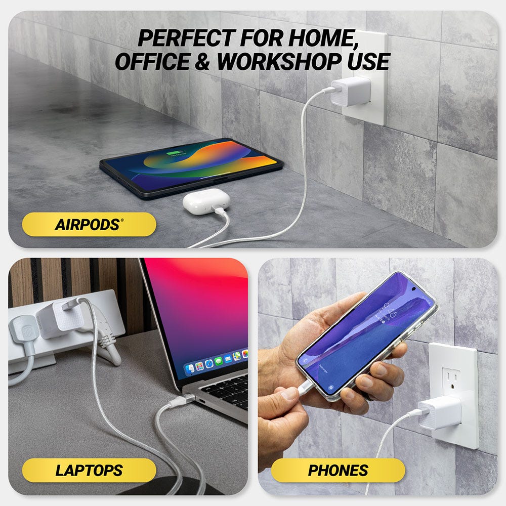 Perfect for home office and workshop use. Airpods laptops phones