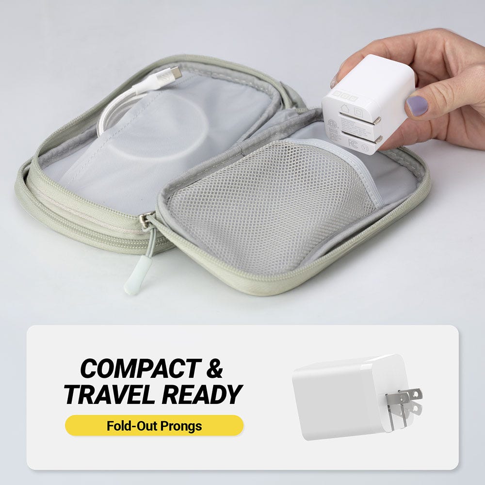 Compact and travel ready. Fold out prongs