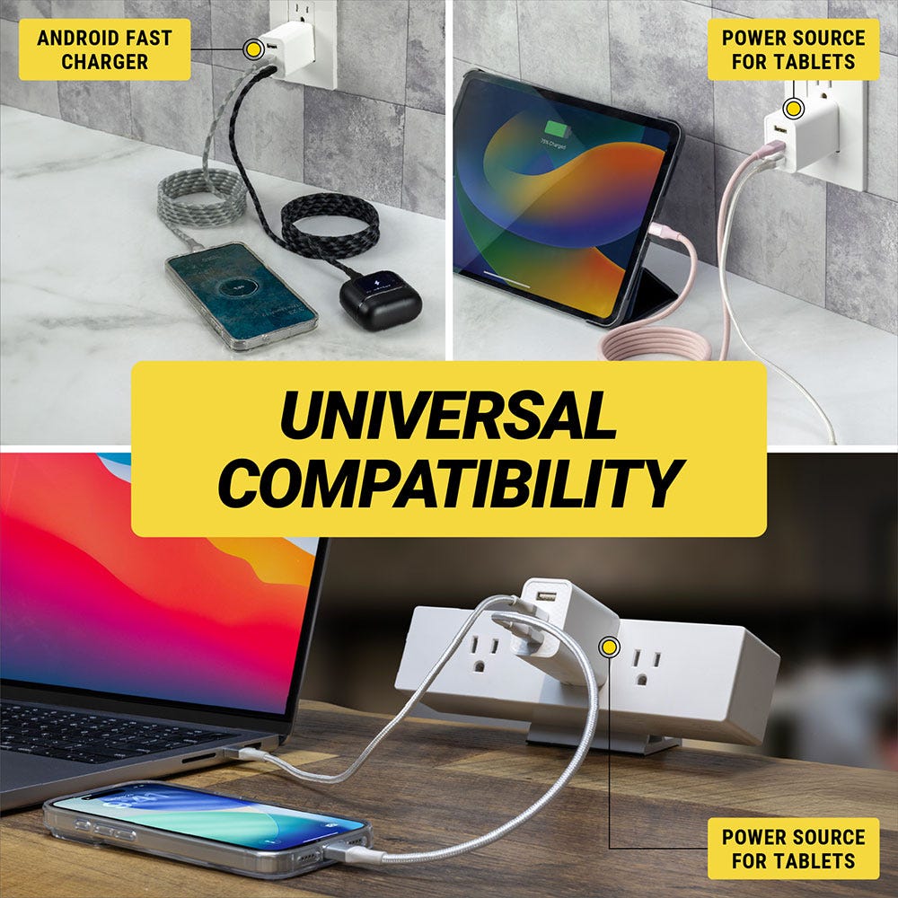 Universal compatibility. Android fast charger Power source for tablets
