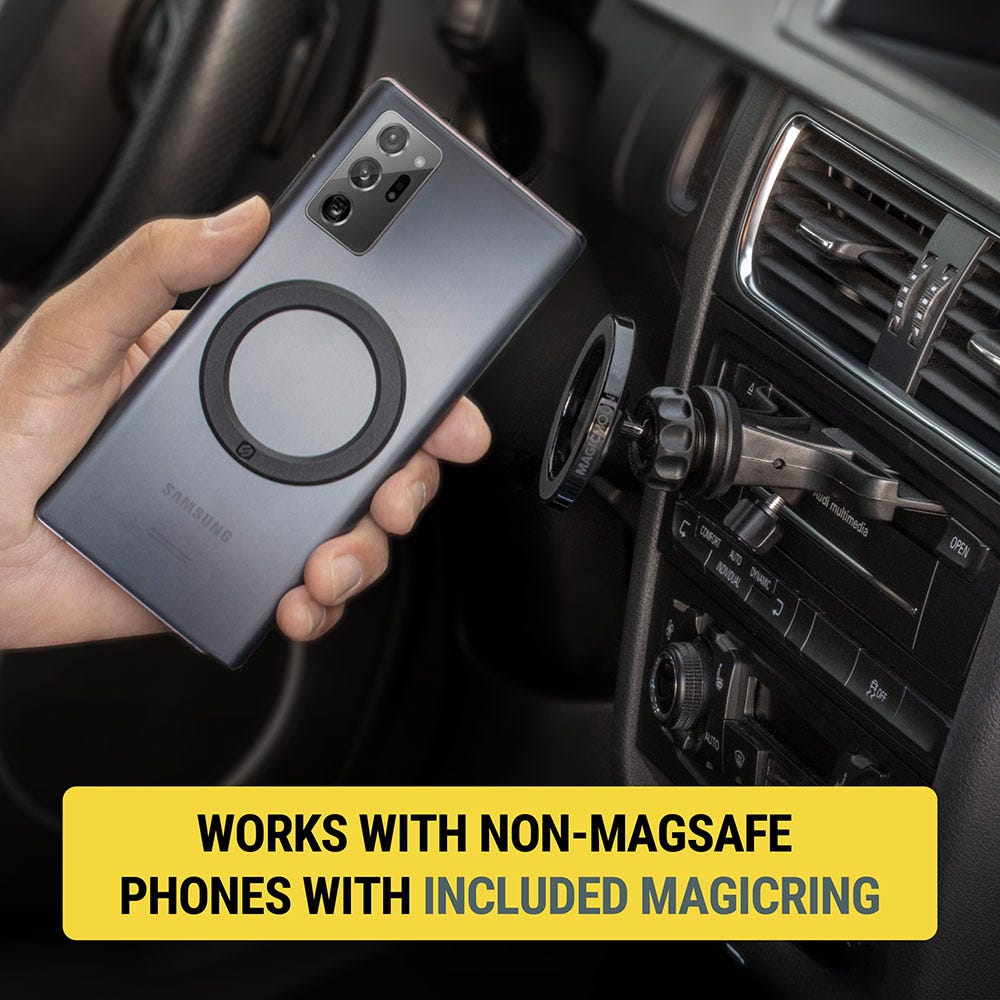 Works with non-MagSafe phones with included MagicRing