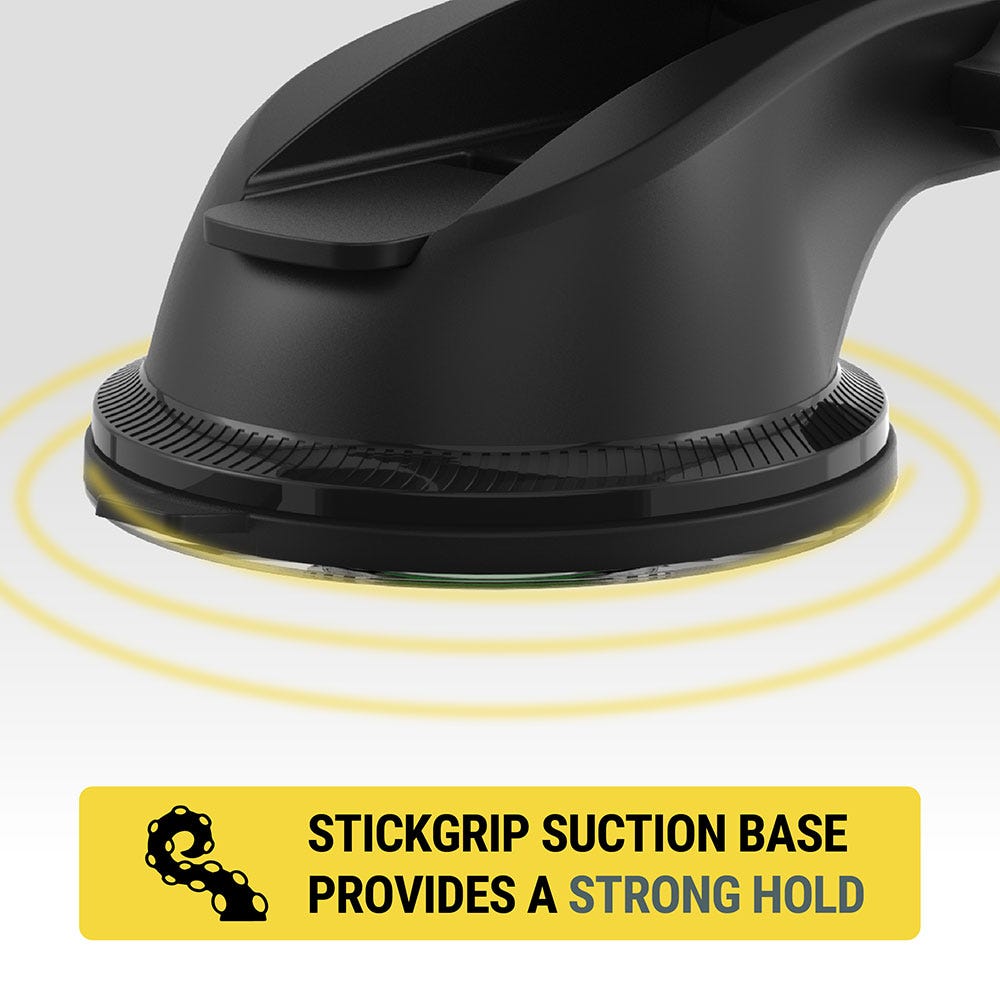 StickGrip suction base provides a strong hold