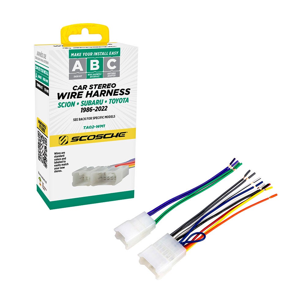 Scosche Wiring Harness Compatible w/ Select 1986-2022 Lexus Scion Subaru & Toyota TA02-WM1