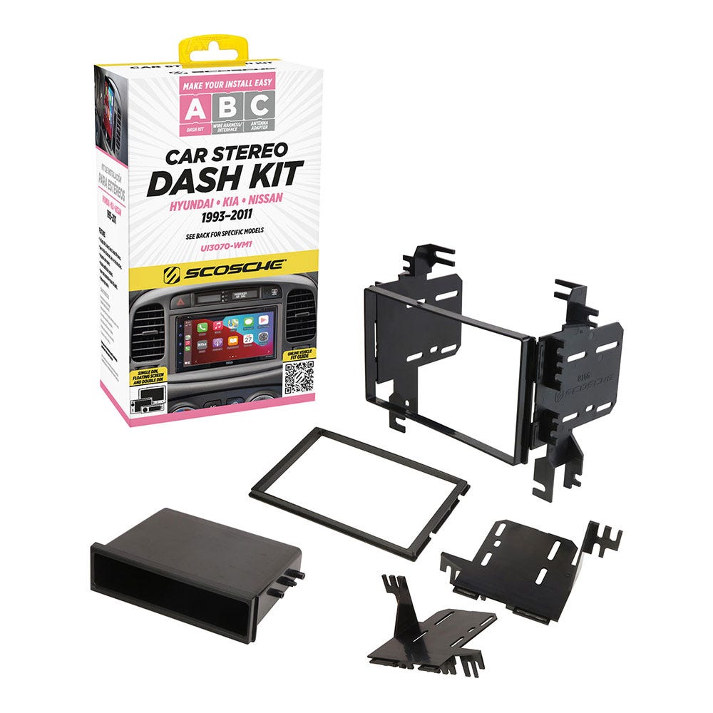 Scosche Double or Single DIN Dash Kit Compatible with 1993-2011 Hyundai/Infiniti/Kia/Nissan Ui3070-WM1