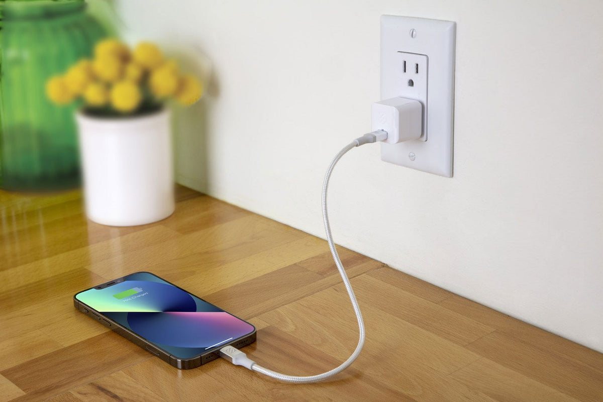 iphone charging via Scosche 30 watt wall charger and braided charging cable
