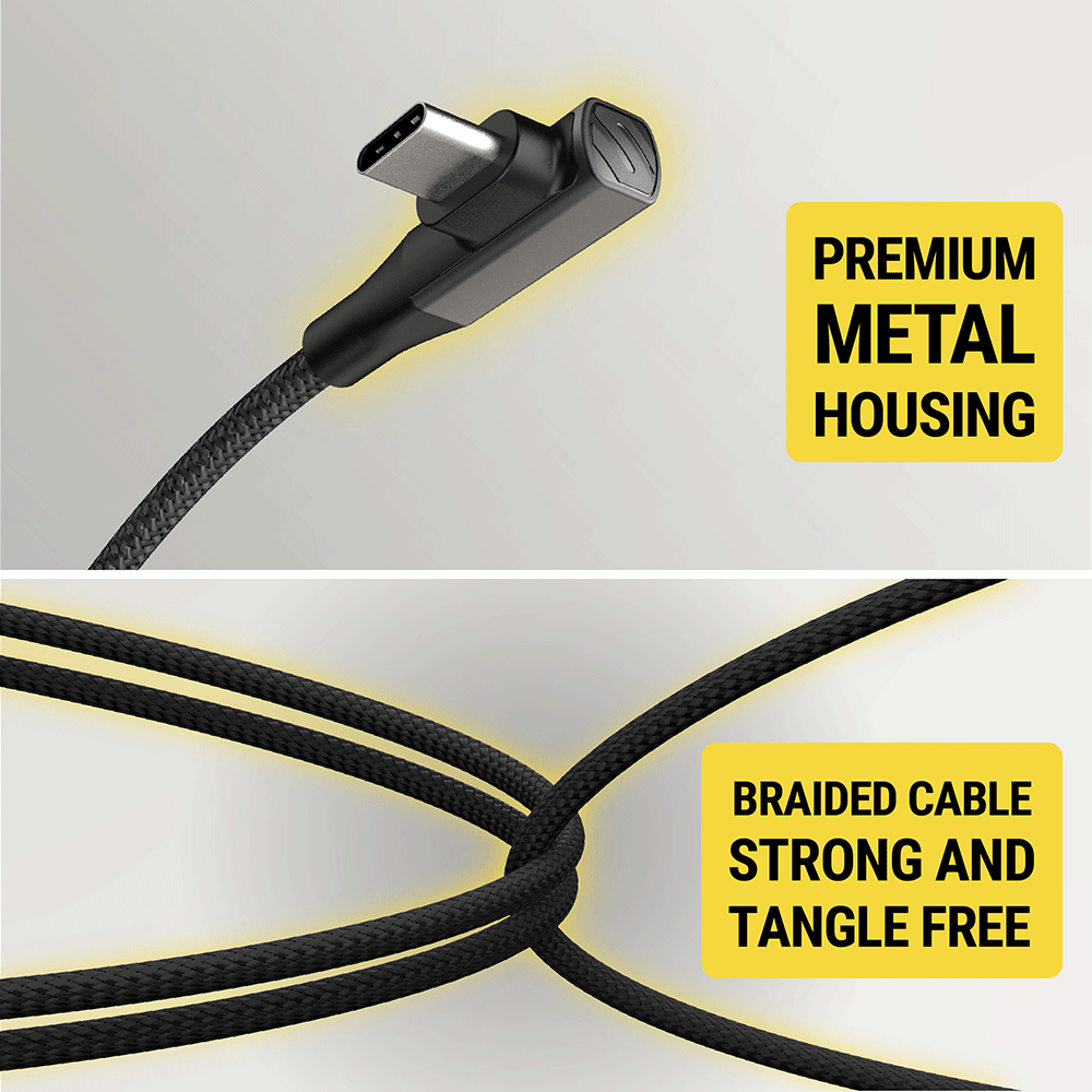 Premium metal housing. Braided cable strong and tangle free