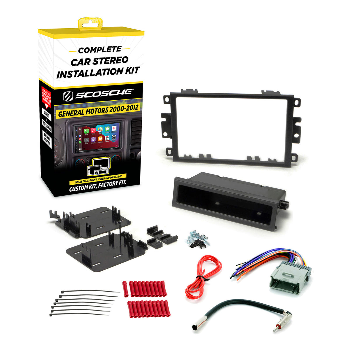 Complete Single or Double DIN Radio Installation Dash Kit Compatible with Select 2000-2012 General Motors Vehicles