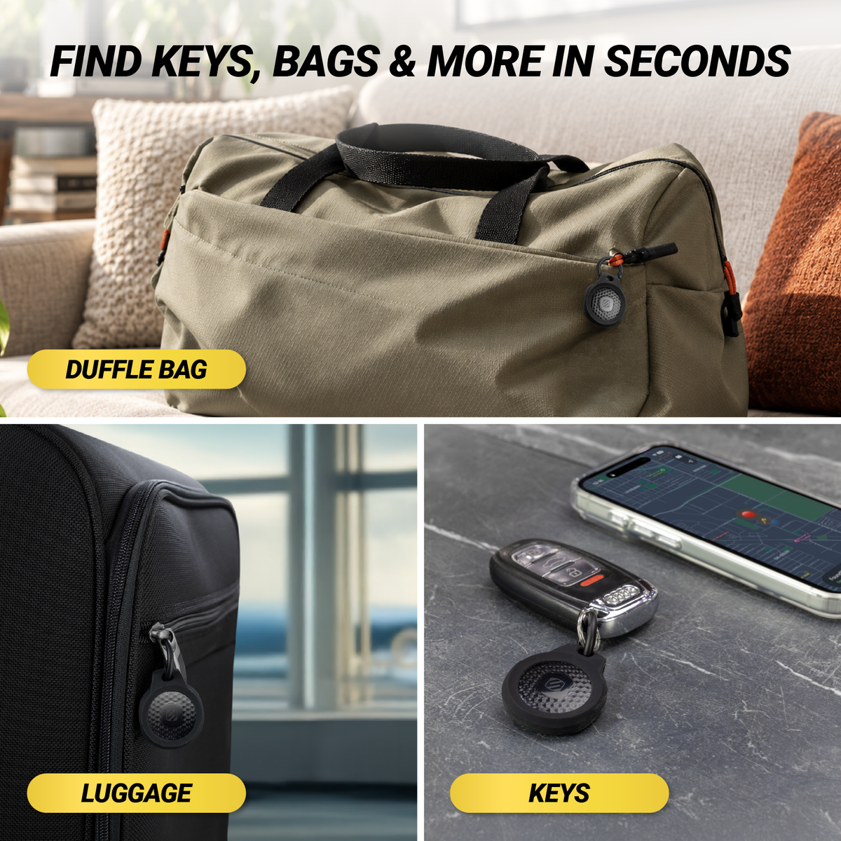 Find keys bags more in seconds - duffel bag, luggage, keys