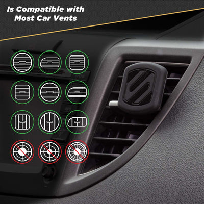 Compatible with most vertical or horizontal car vents, but not circular