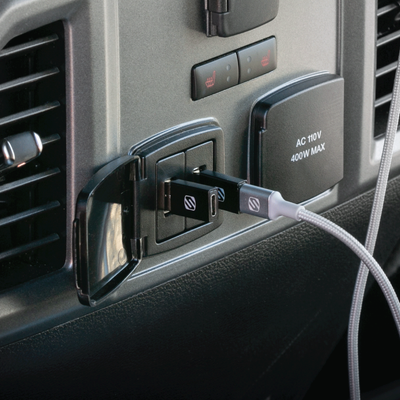 2 pack USB-A to USB-C Adapter with cable plugged in to car