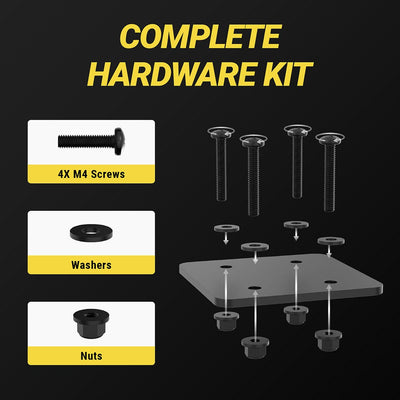 Complete hardware kit.  4X M4 screws  washers  nuts