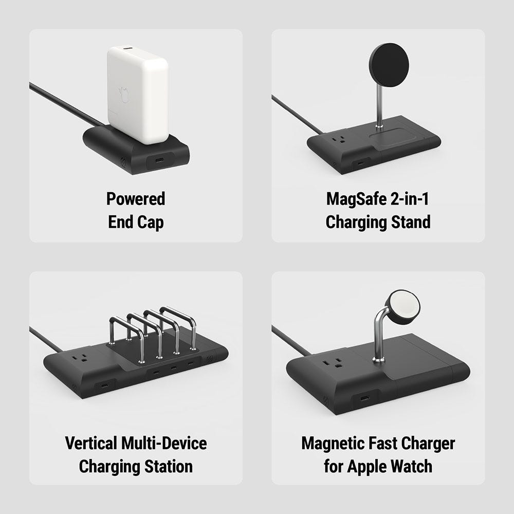 Powered End Cap  MagSafe 2-in-1 Charging Stand  Vertical Multi-Device charging station  Magnetic fast charger for Apple Watch