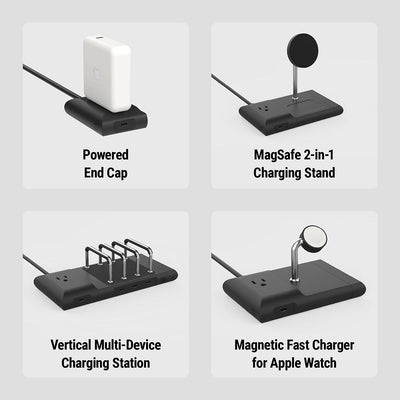 Powered End Cap  MagSafe 2-in-1 Charging Stand  Vertical Multi-Device charging station  Magnetic fast charger for Apple Watch