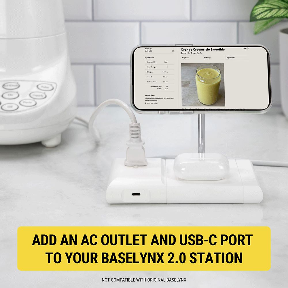 Add an AC outlet and USB-C port to your BaseLynx 2.0 station. Not compaitlbe with original BaseLynx.
