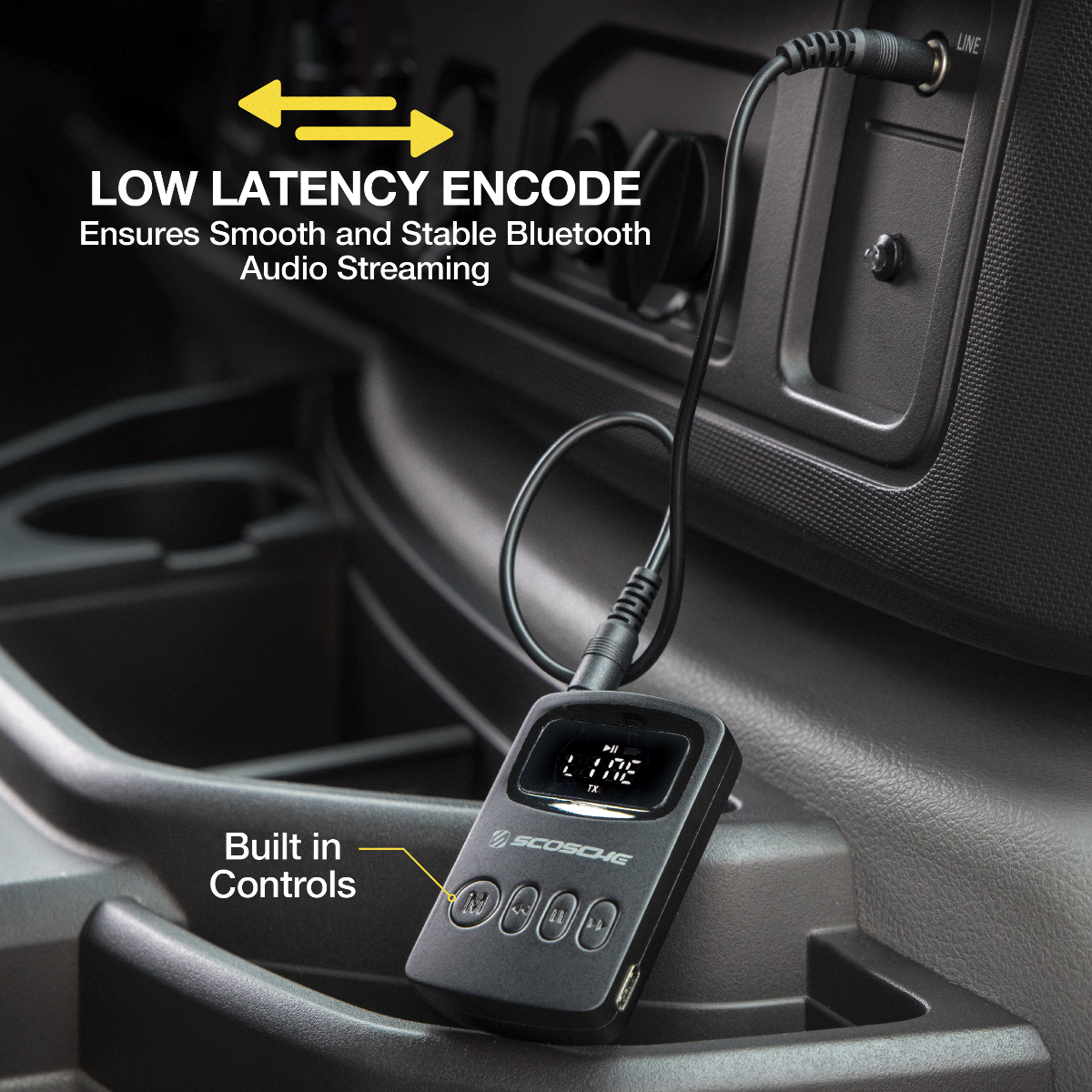 Low Latency Encode. Ensures smooth and stable Bluetooth Audio Streaming. Built-in controls.
