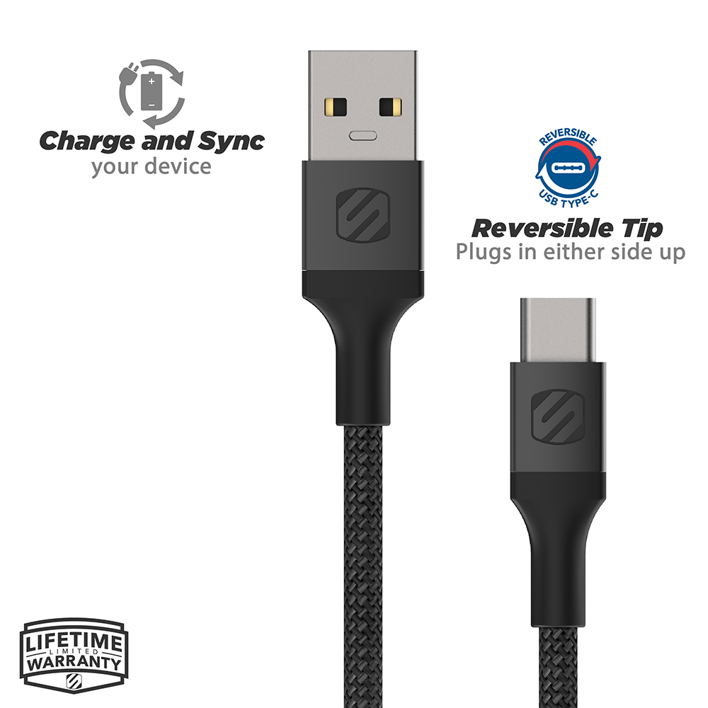 Charge and Sync your device. Reversible Tip plugs in either side up.