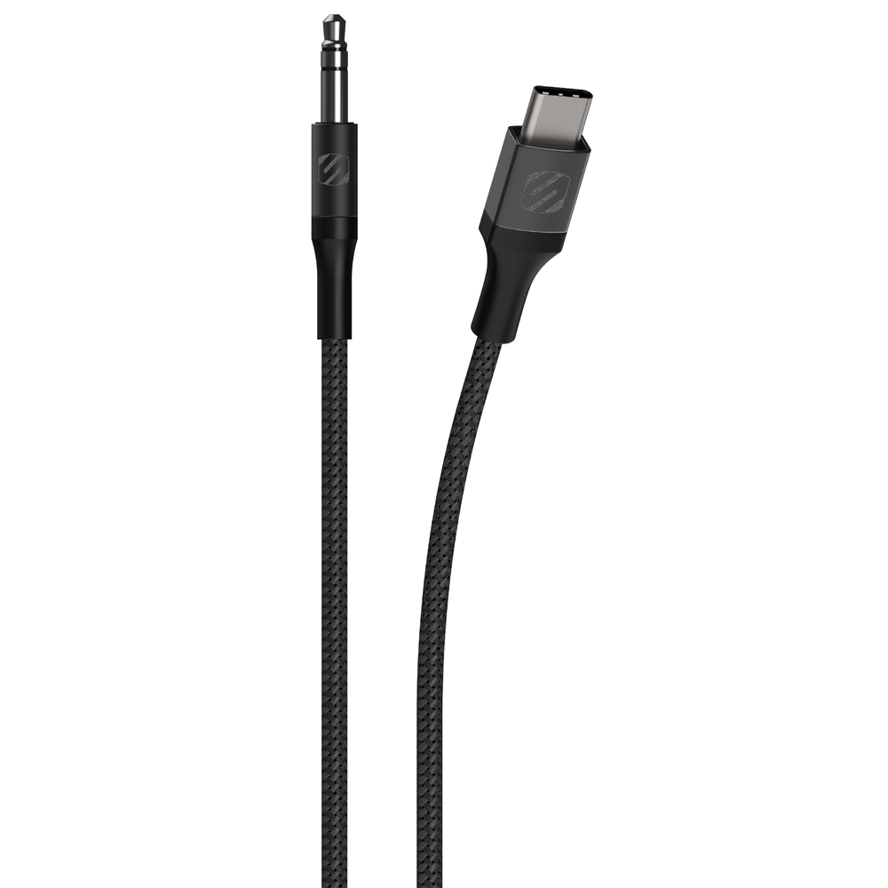 SCOSCHE CAUXB4-SP 3.5mm AUX to USB-C Braided Audio Cable 4-ft. Space Gray