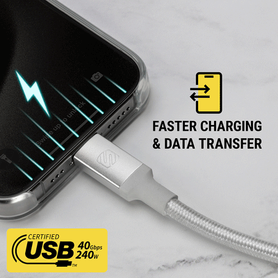 Faster charging and data transfer. certified USB 40 Gbps  240 watt.