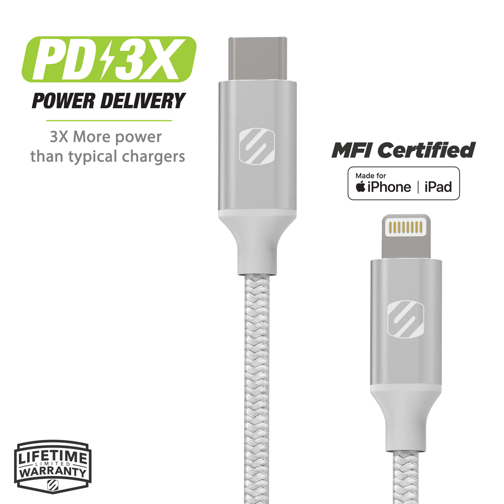 Braided USB-C to Lightning 1ft  4ft  or 8ft Cable