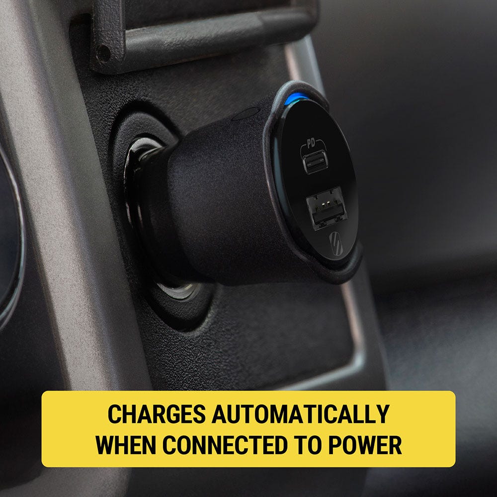 Charges automatically when connected to power