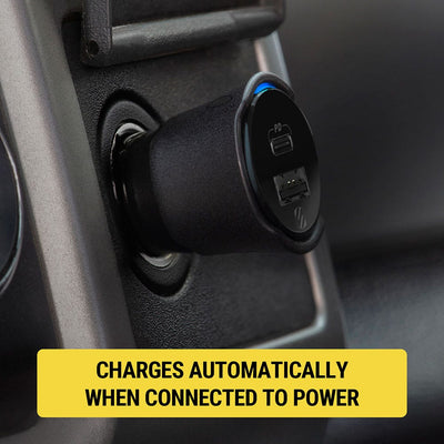 Charges automatically when connected to power