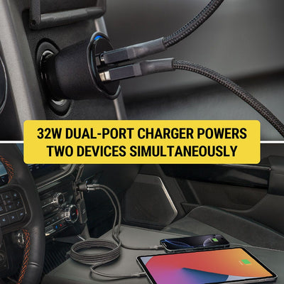 32W dual-port charger powers two devices simultaneously