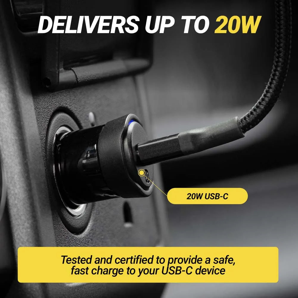 Delivers up to 20W. 20W USB-C. Tested and certified to provide a safe, fast charge to your USB-C device.