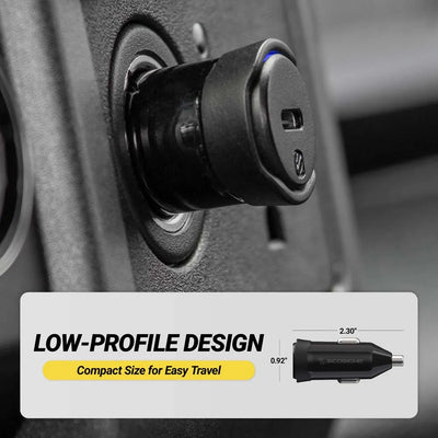 Low-Profile Design. Compact Size for Easy Travel. Measures 0.92" x 2.30".