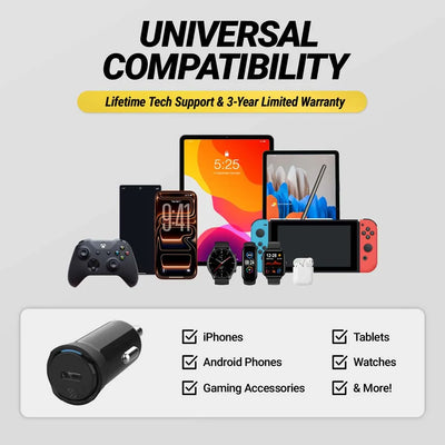 Universal Compatibility. Lifetime Tech Support & 3-Year Limited Warranty. iPhones, Android Phones, Gaming Accessories, Tablets, Watches, & More!