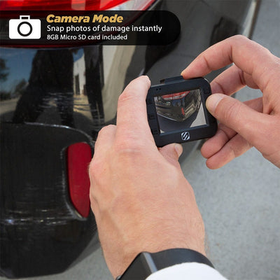 Camera mode. Snap photos of damage instantly and Micro SD card included
