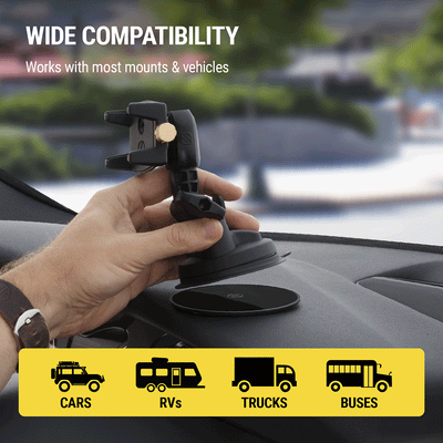 Wide compatibility - works with most mounts and vehicles. Works with cars  RVs  trucks  busses