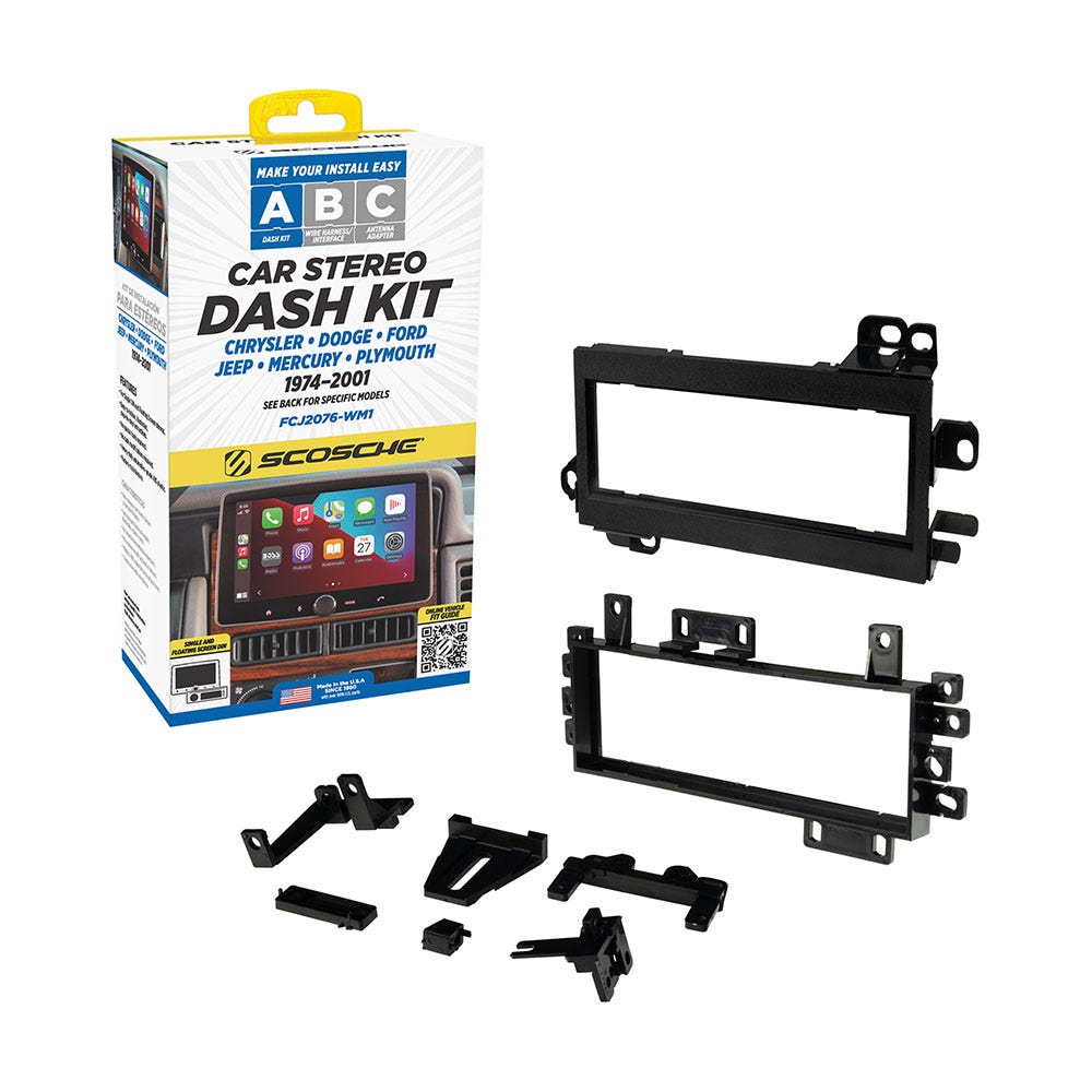 Single DIN Dash Kit Compatible with Select 1974-2003 Domestic Vehicles