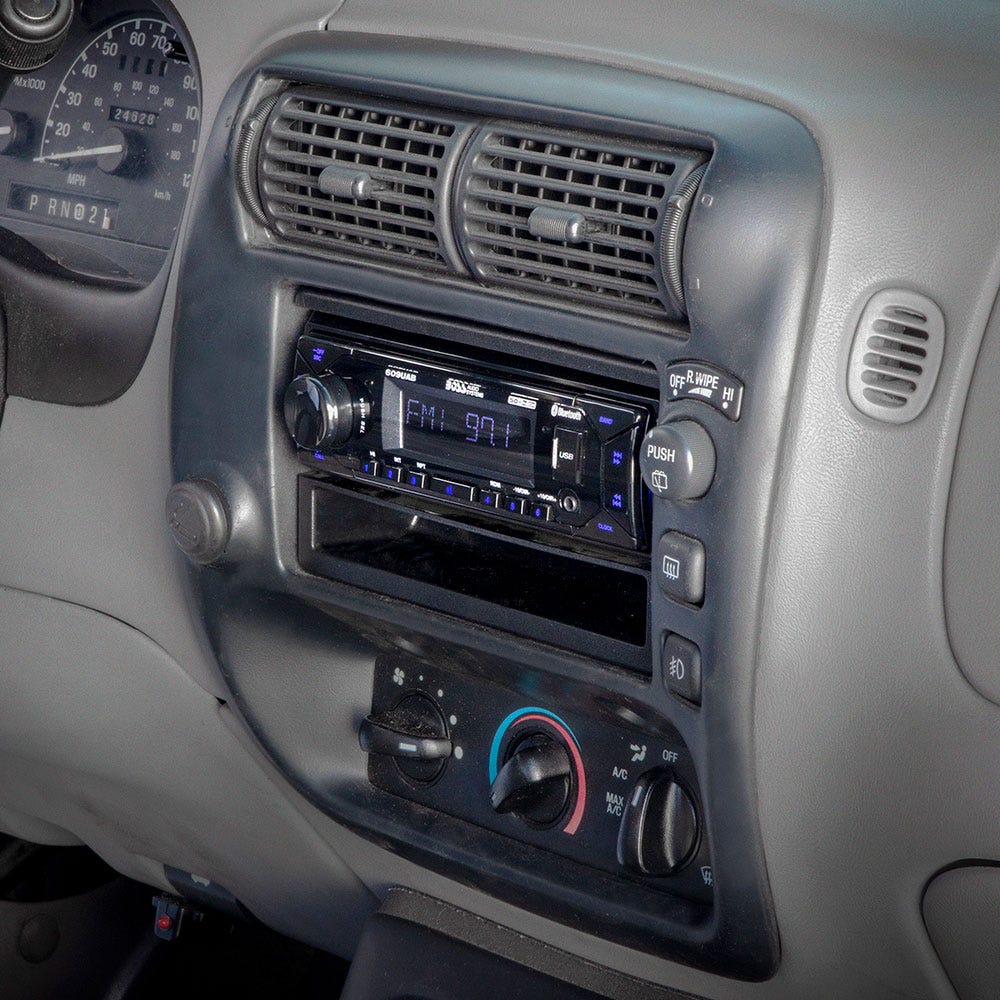 1995-2011 Ford  Lincoln and Mercury Vehicles Single DIN Dash Kit with Molded Pocket Black in car dash