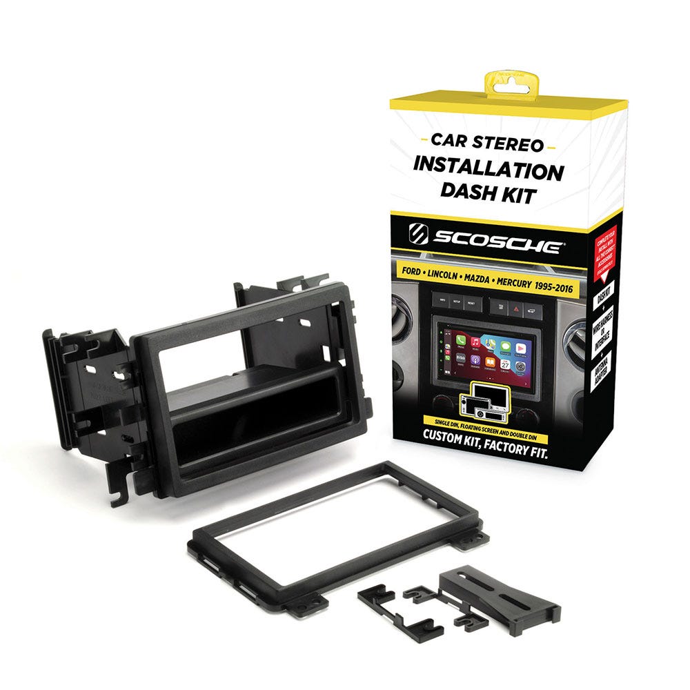 Select 1995-2016 Ford  Mercury  Lincoln and Mazda Double DIN & DIN+Pocket Dash Kit Black