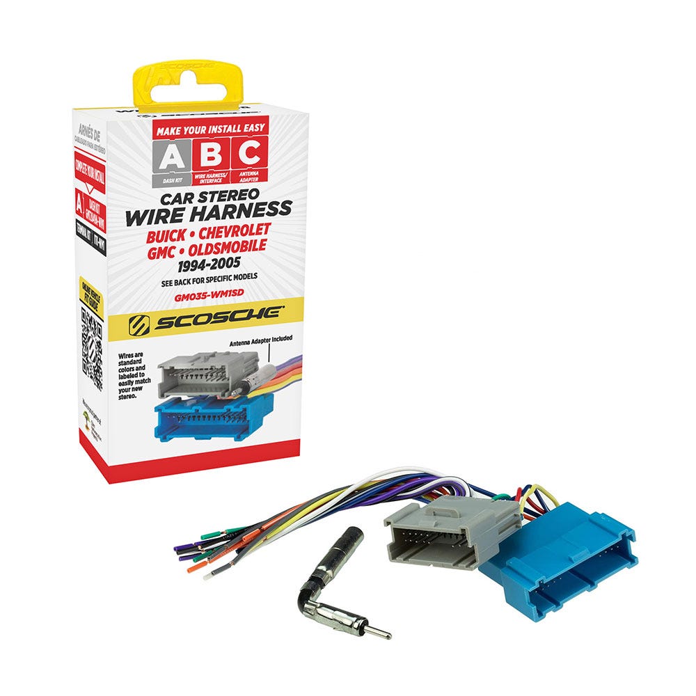 Scosche Wiring Harness and Antenna Adapter Compatible with Select 1986-2005 GM Vehicles GM035-WM1SD