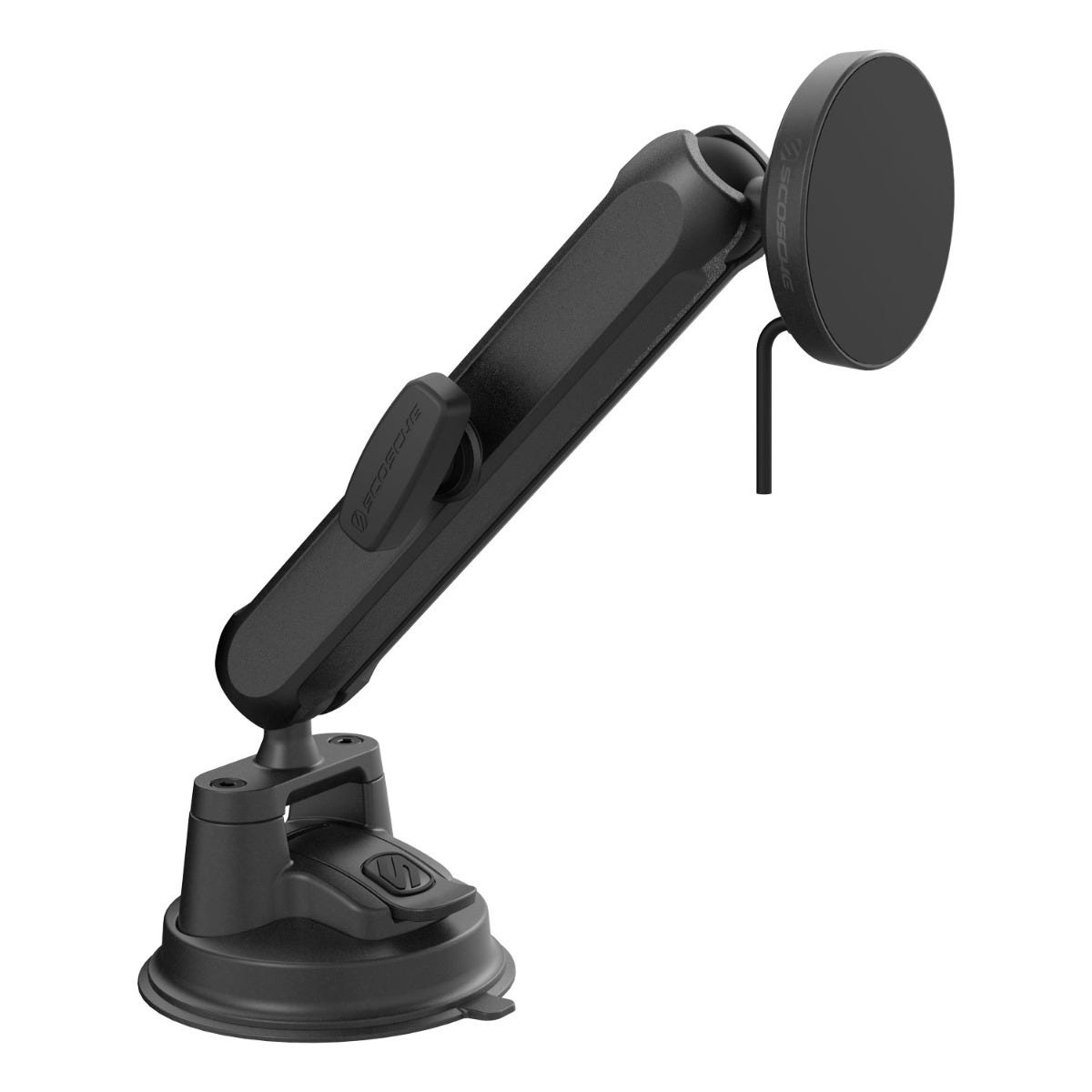 25W Wireless Charging Head with Dual-Socket Mount Arm (Large) and Suction Cup Mount Base