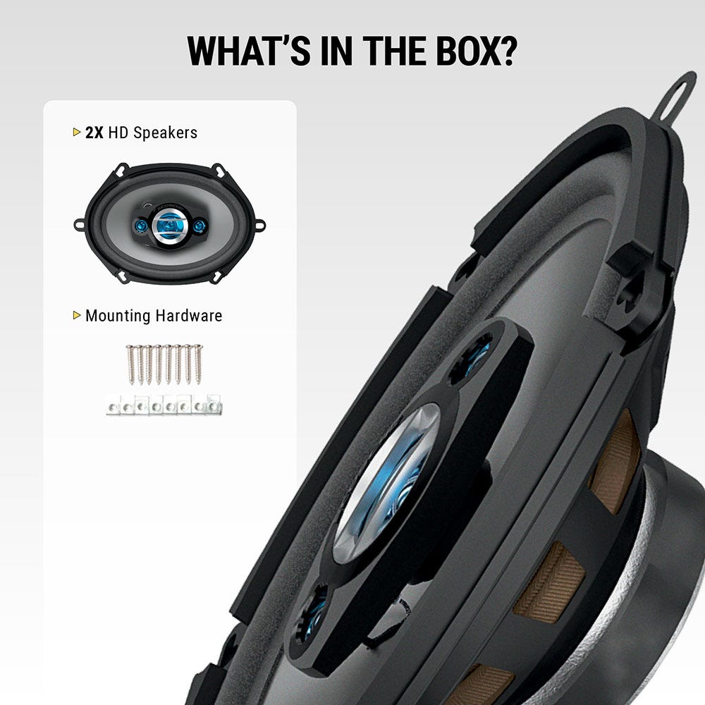 What's in the box? 2X HD speakers  Mounting hardware