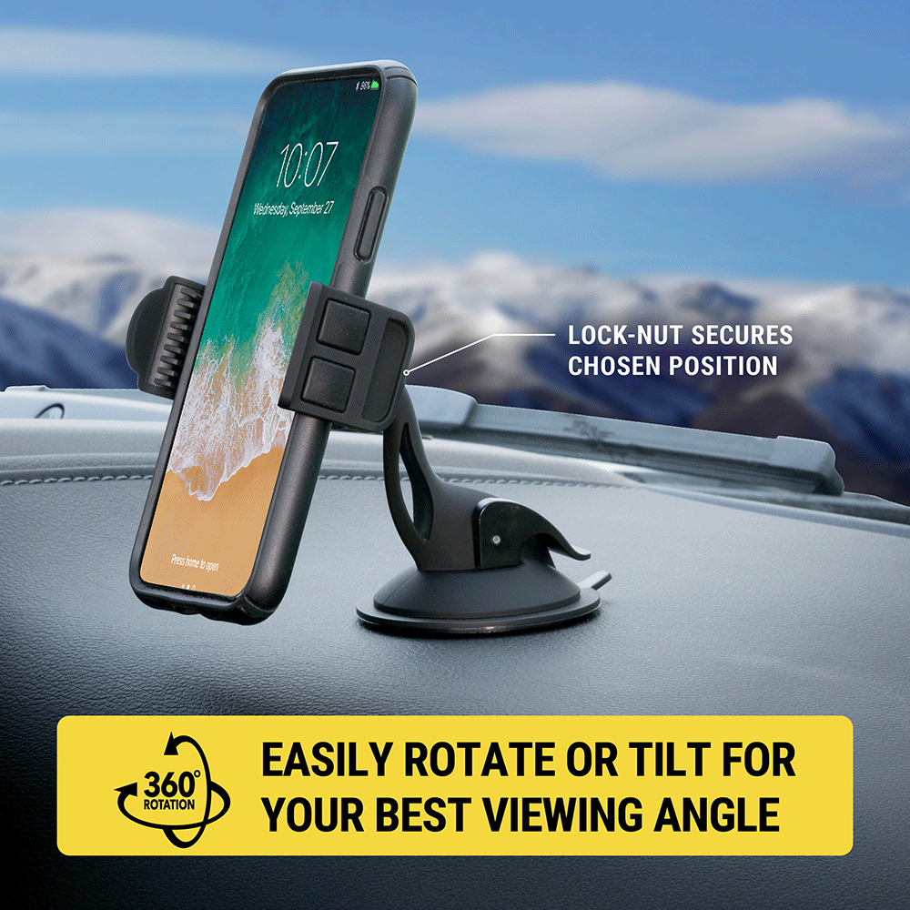 Lock nut secures chosen position. Easily rotate or tilt for your best viewing angle.