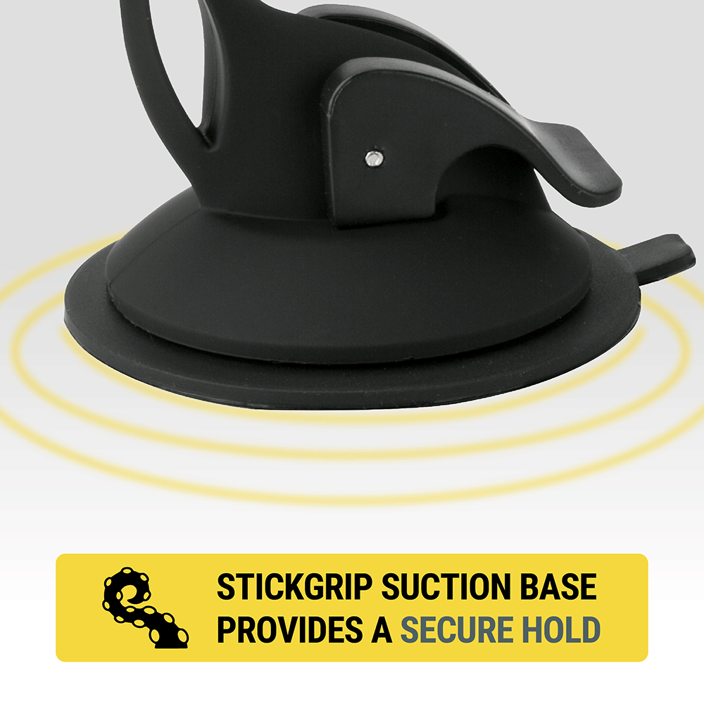 StickGrip suction base provides a secure hold