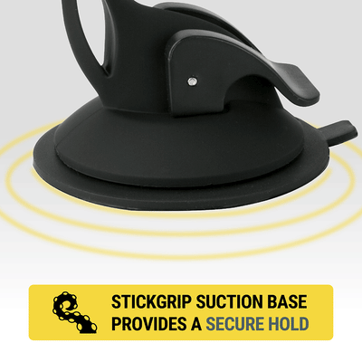 StickGrip suction base provides a secure hold