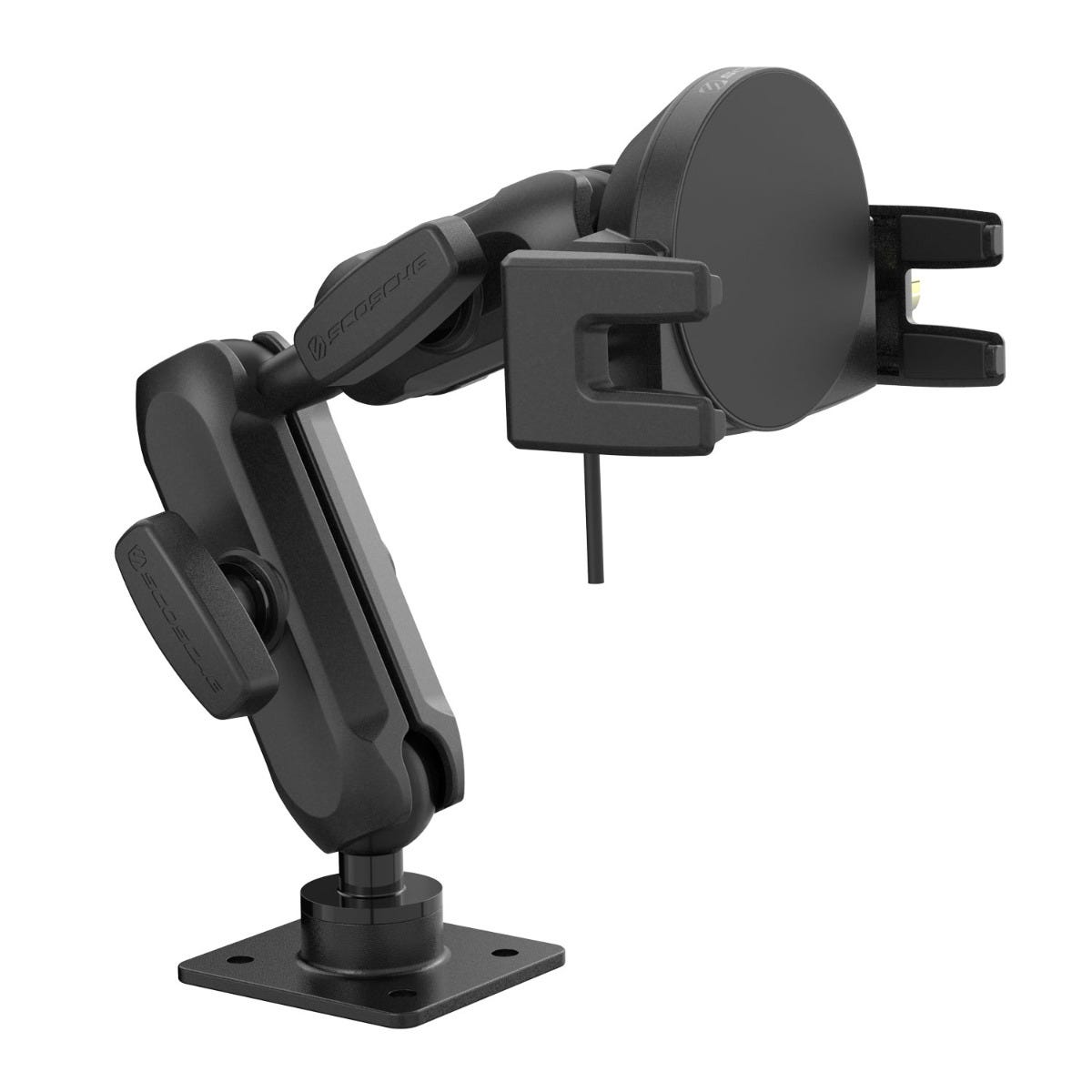 25W Wireless Charging Mount Head with Mount Arms  Ball-to-Ball Adapter and Suction Cup Mount Base