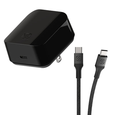 Powervolt 60W USB Type-C Black Wall Charger with USB-C to USB-C Charge & Sync Braided Space Gray 10-ft. Cable