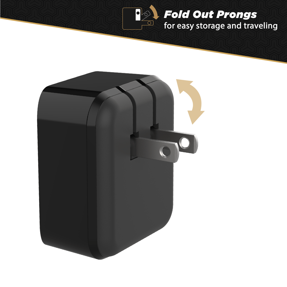 Fold out prongs for easy storage and traveling
