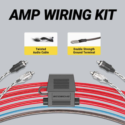 Amp wiring Kit Twisted audio cable  double strength ground terminal