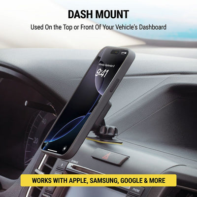 Dash mount - used on top or front of your vehicle's dashboard