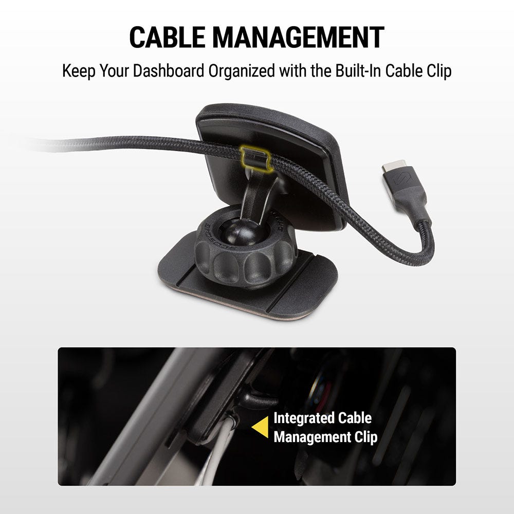 Cable Management - keep your dashboard organized with the built-in cable clip. Integrated Cable Management Clip