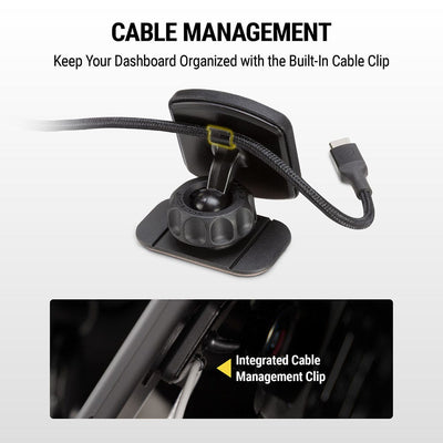 Cable Management - keep your dashboard organized with the built-in cable clip. Integrated Cable Management Clip