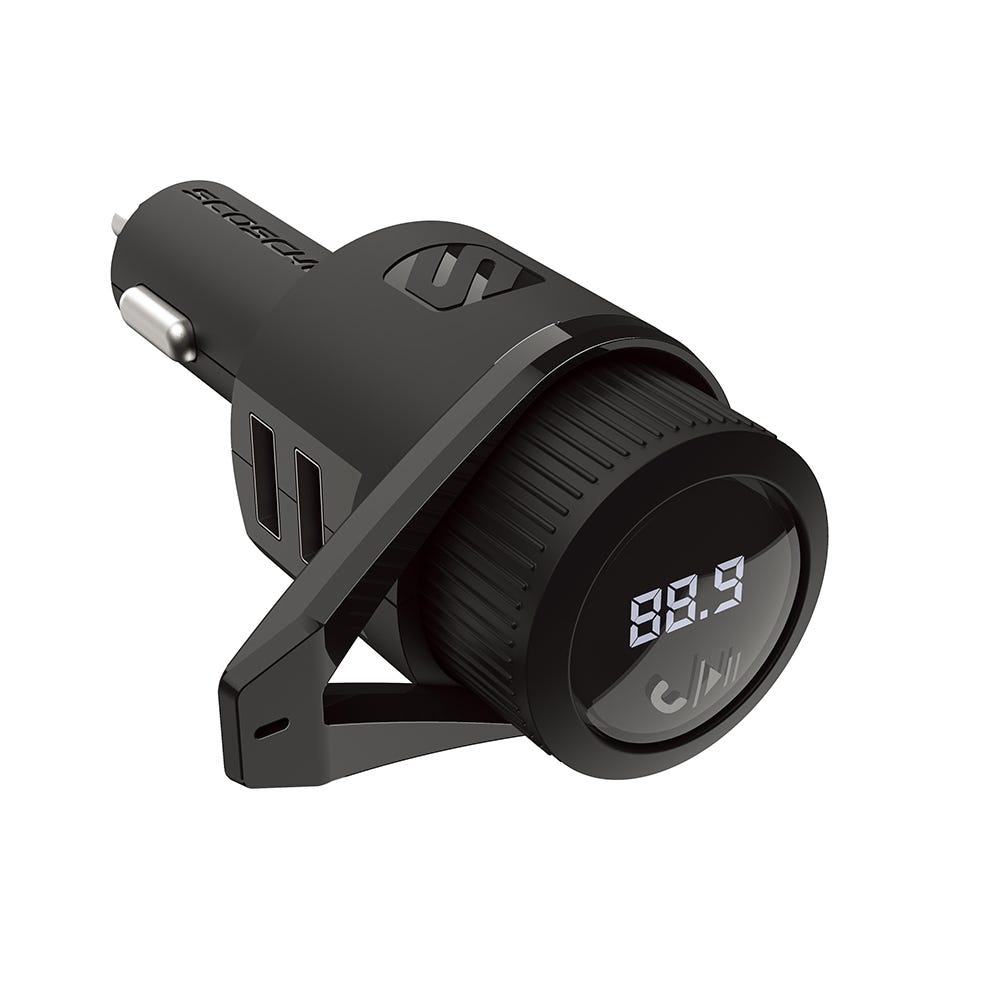 black car charger fm transmitter bluetooth hands free smartphone with U S B c and U S B connectors with display