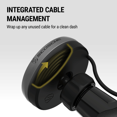 Integrated cable management. wrap up any unused cable for a clean dash.